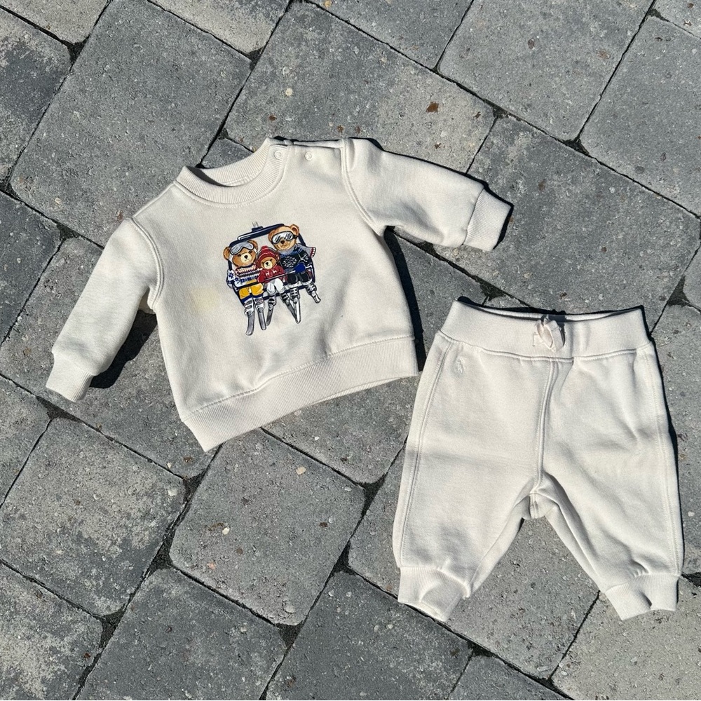 Polo by Ralph Lauren Cream Kids Sweatshirt & Joggers with Character Patch